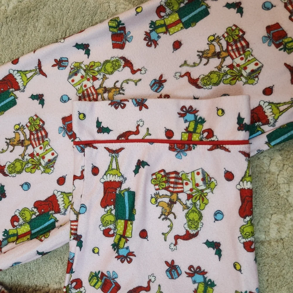 Girls Pink The Grinch Holiday Print Pajama Pants M 7/8